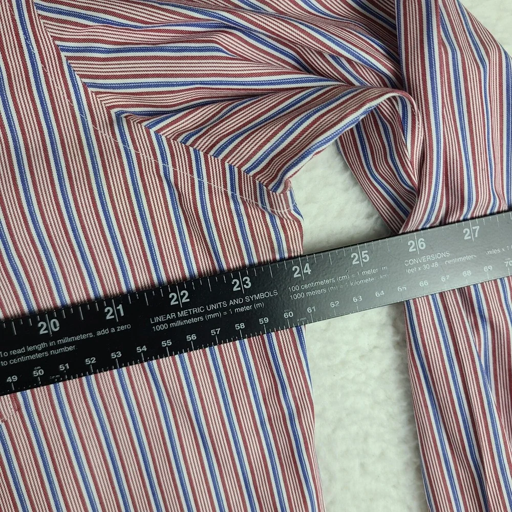 Banana Republic Dress Shirt Mens Large‎ Blue Red Non Iron Classic Fit Button Up
